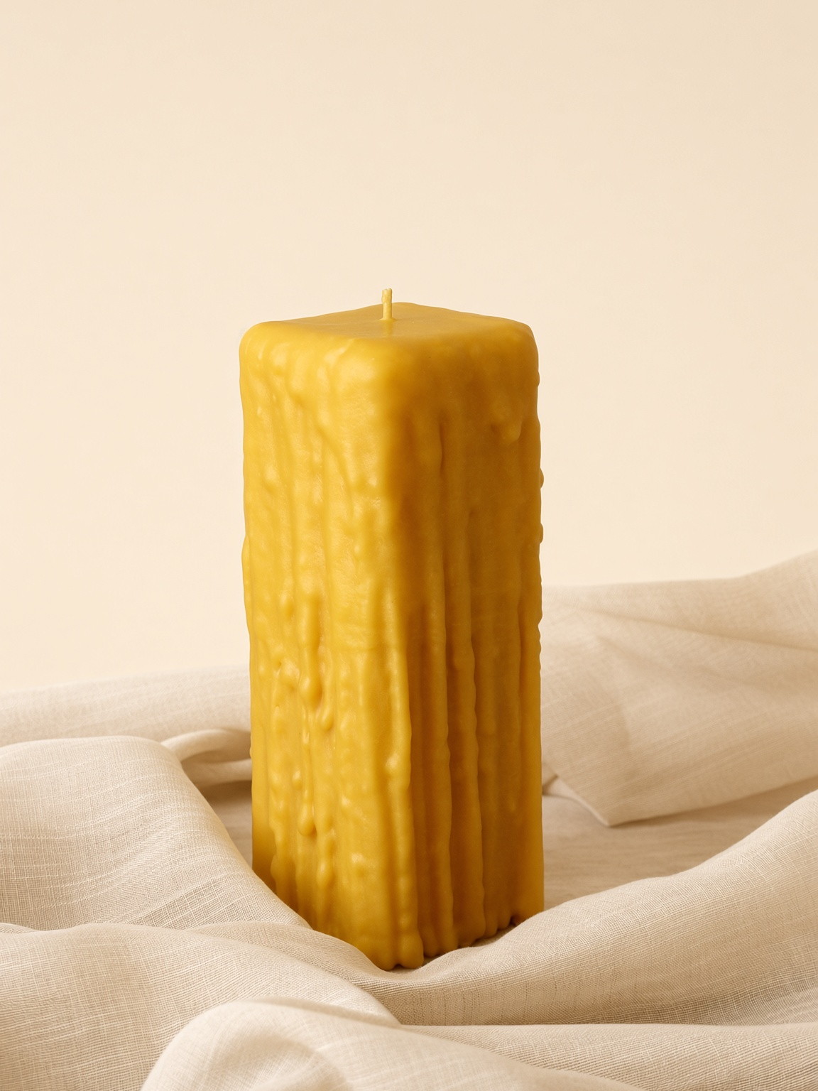 Square beeswax cappings pillar for a dining room